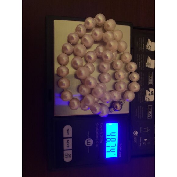 Pearl Necklace 18" 925 Ball Clasp Knotted 8.8mm Pearls - Picture 7 of 7